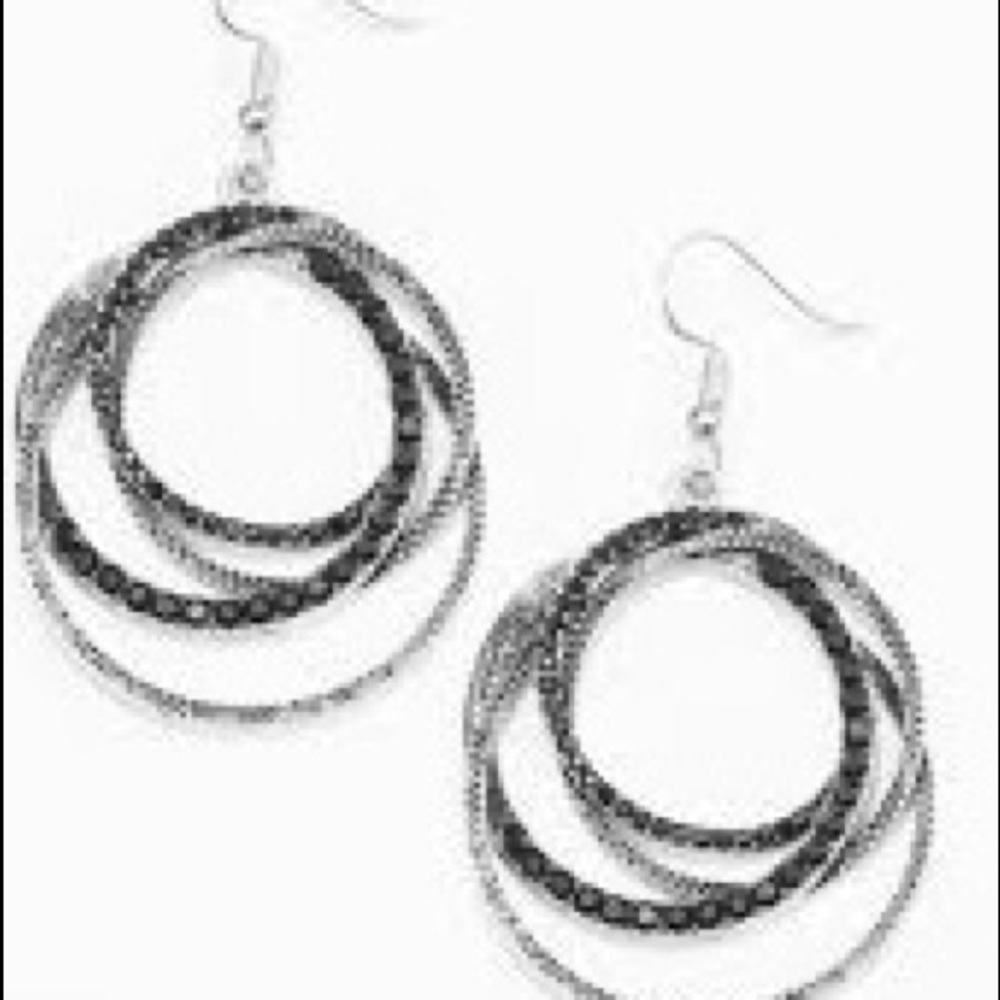 Black and silver hoop earrings